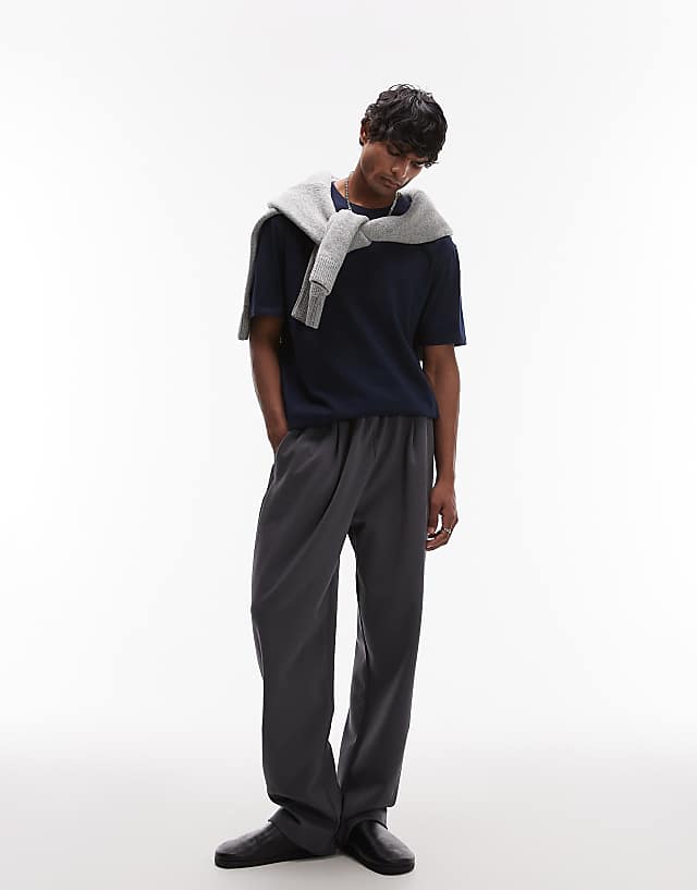 Topman Oversized Fit T-shirt In Navy