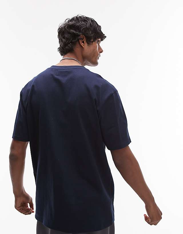 Topman Oversized Fit T-shirt In Navy