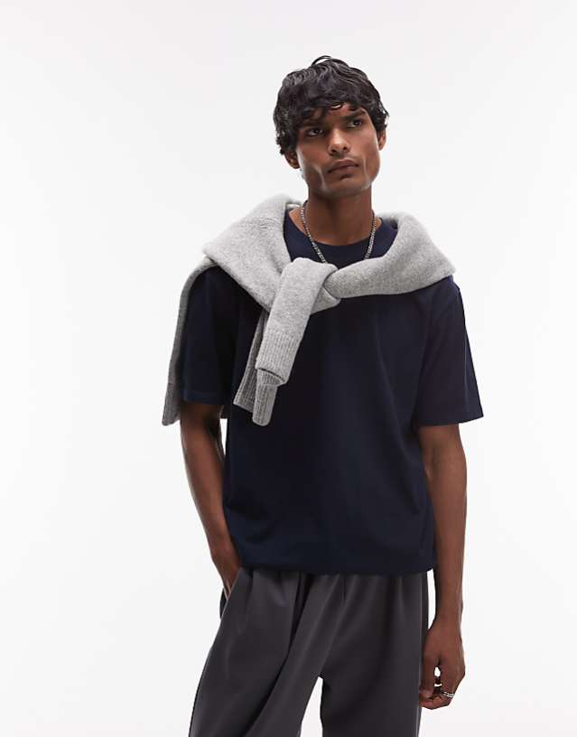 Topman oversized fit t-shirt in navy