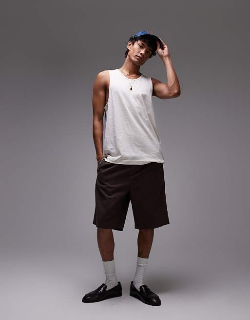Topman slub linen blend vest in ecru