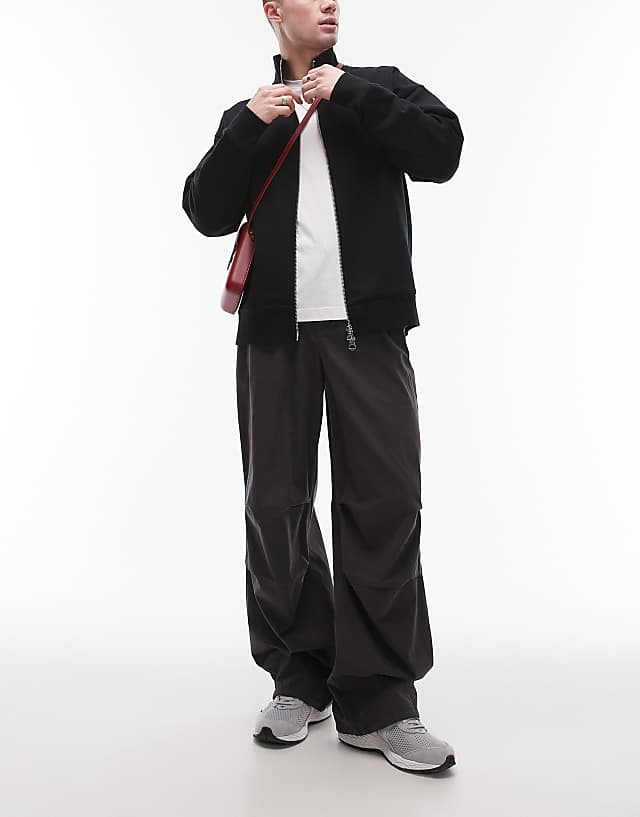 Topman Twill Washed Trousers In Grey