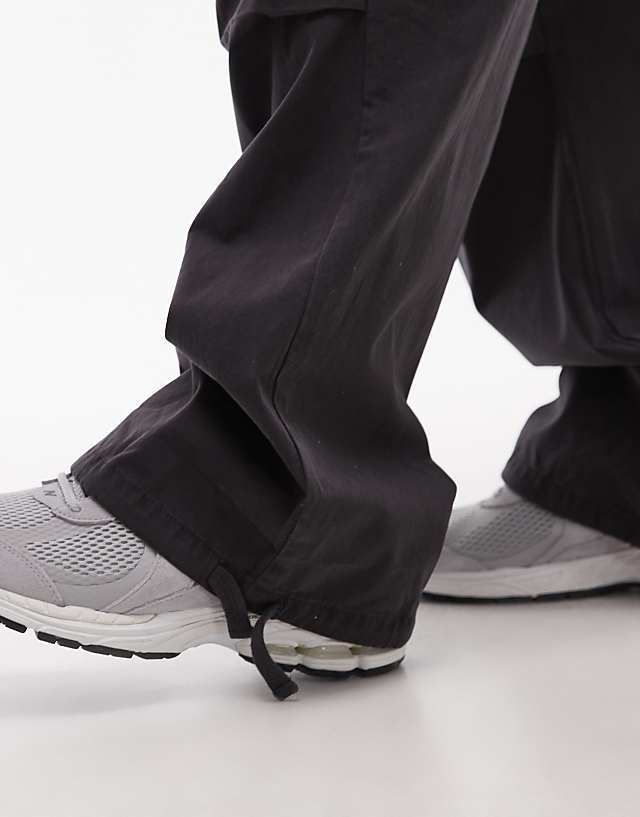 Topman Twill Washed Trousers In Grey