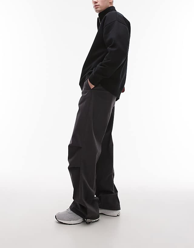 Topman twill washed trousers in grey