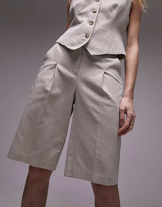Topshop co-ord premium shorts in ecru