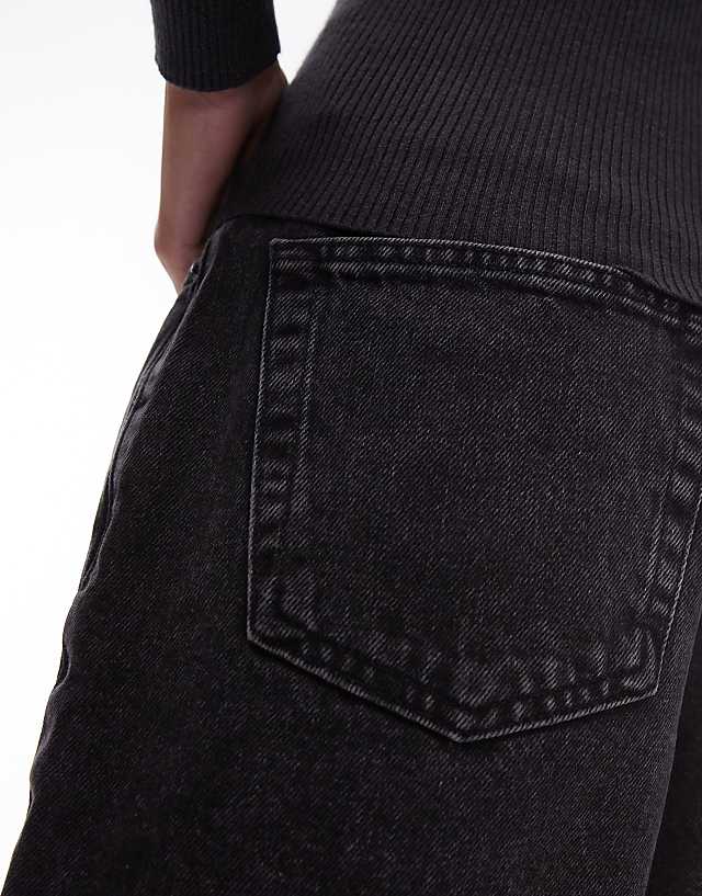 Topshop Editor Denim Shorts In Washed Black