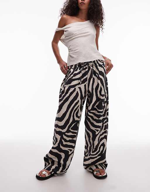 Topshop linen balloon trouser in zebra print