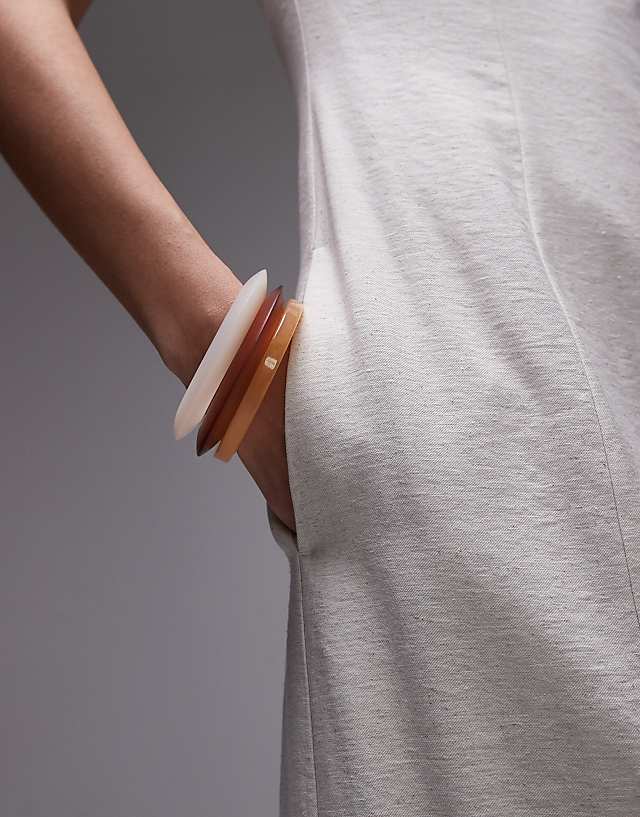 Topshop Linen Bandeau Midi In Natural