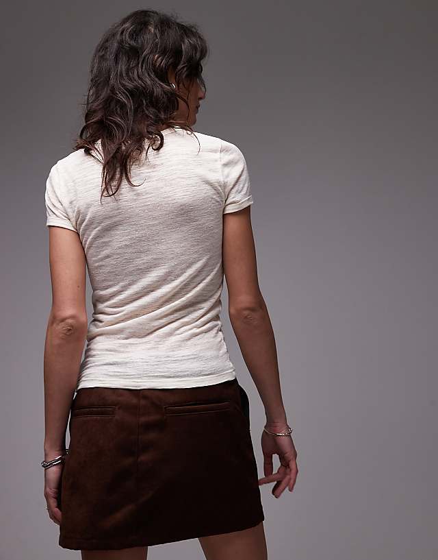 Topshop Linen Tee In Ivory