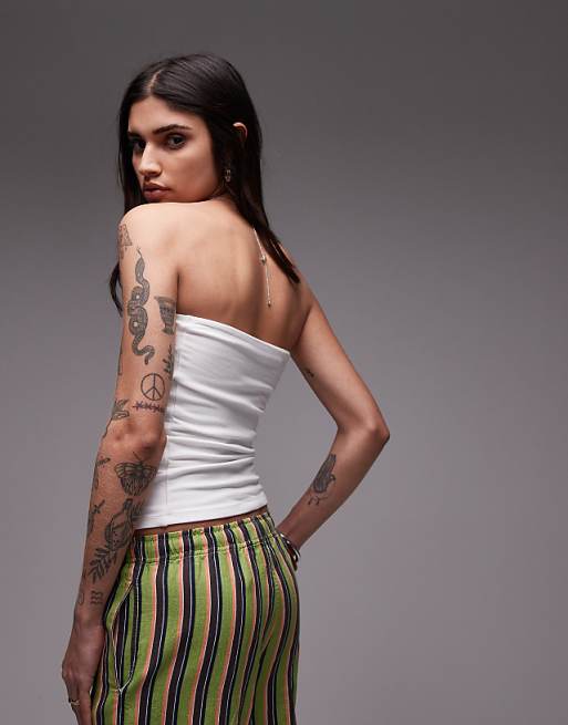 Topshop Longline Bandeau In White