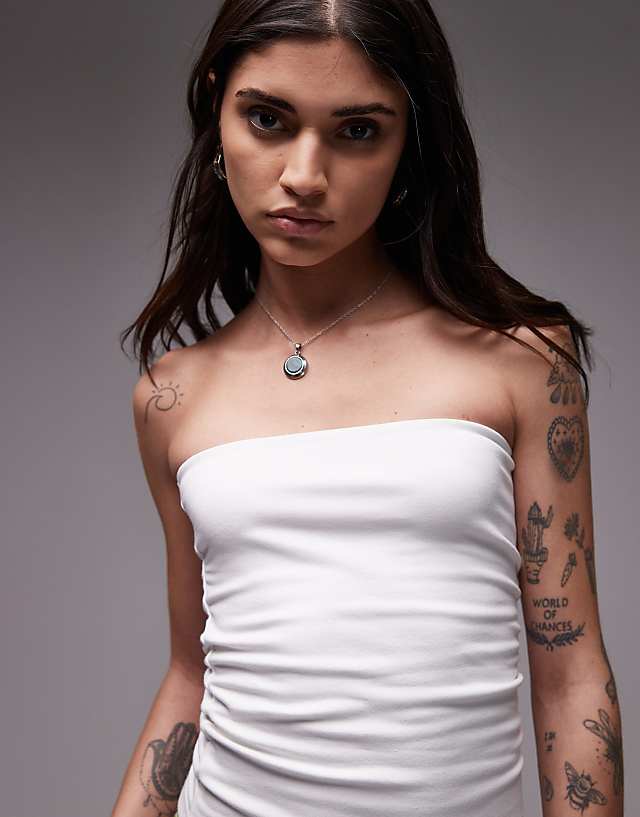 Topshop Longline Bandeau In White