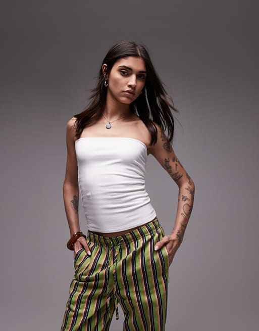 Topshop Longline Bandeau In White