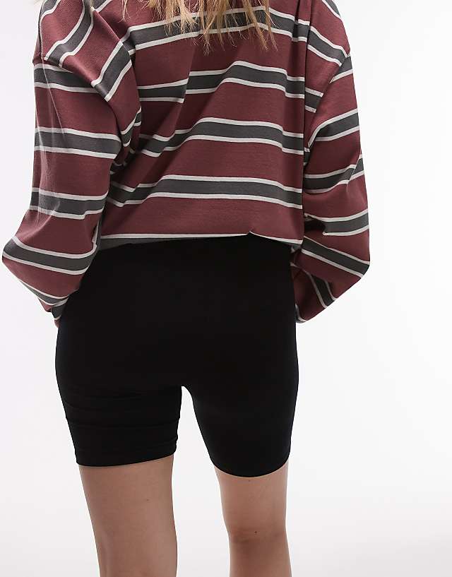 Topshop Petite Basic Legging Short In Black