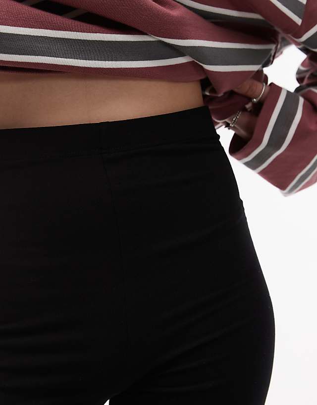 Topshop Petite Basic Legging Short In Black