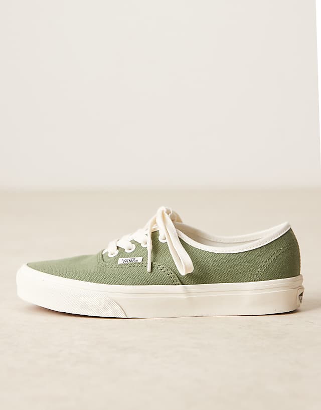 Vans Authentic Linen Trainers In Green