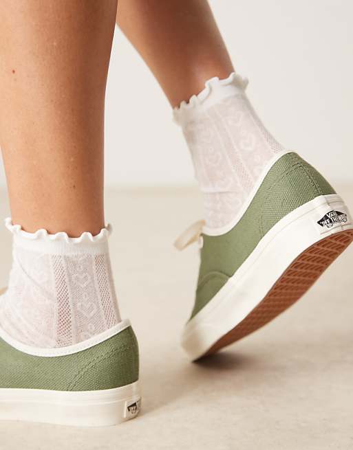 Vans Authentic Linen Trainers In Green