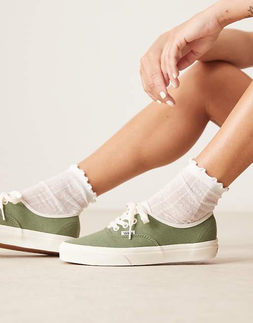 Vans Authentic Linen Trainers In Green