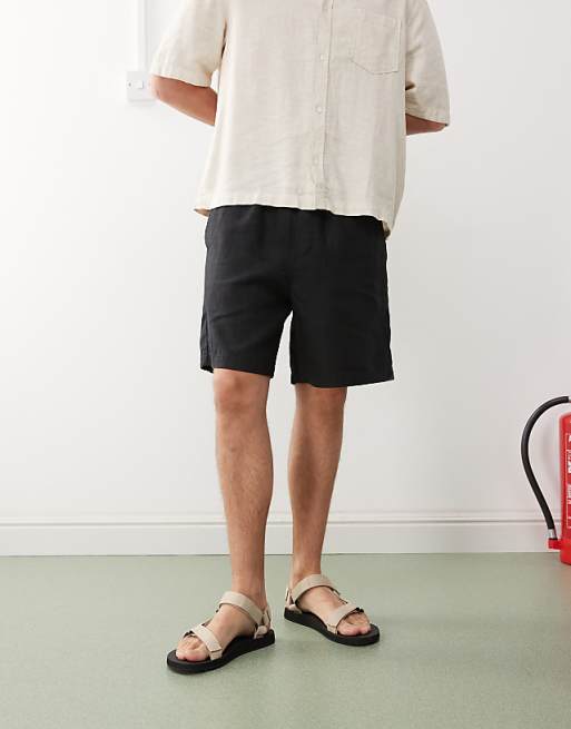 Weekday Linen Shorts In Black