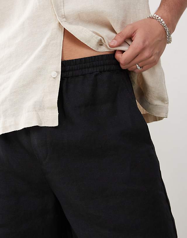 Weekday Linen Shorts In Black