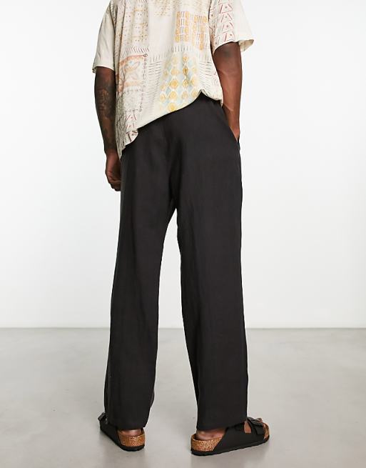 Weekday Seth Linen Trousers In Black