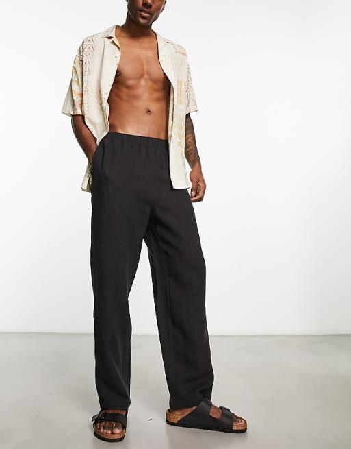 Weekday Seth Linen Trousers In Black