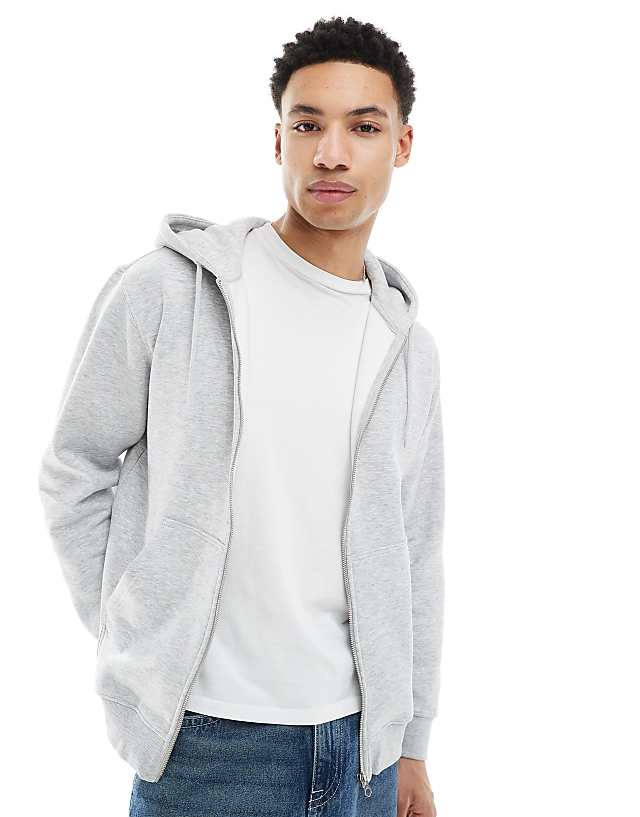 Weekday Standard Zip Hoodie In Grey