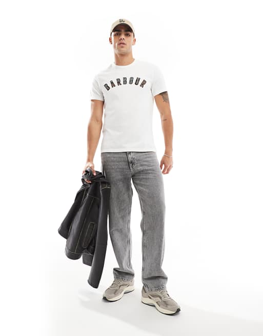 Barbour Ancroft Collegiate Tartan Logo T-shirt In White