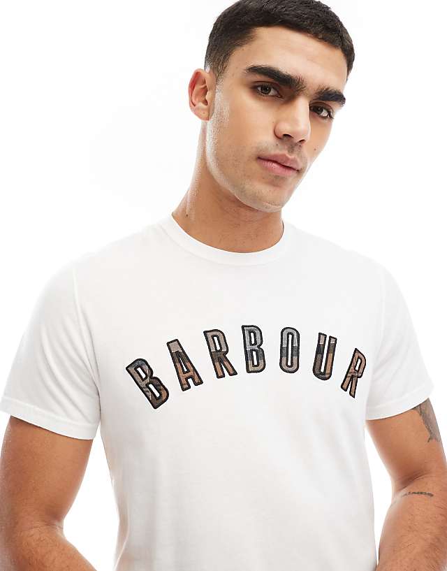 Barbour Ancroft Collegiate Tartan Logo T-shirt In White