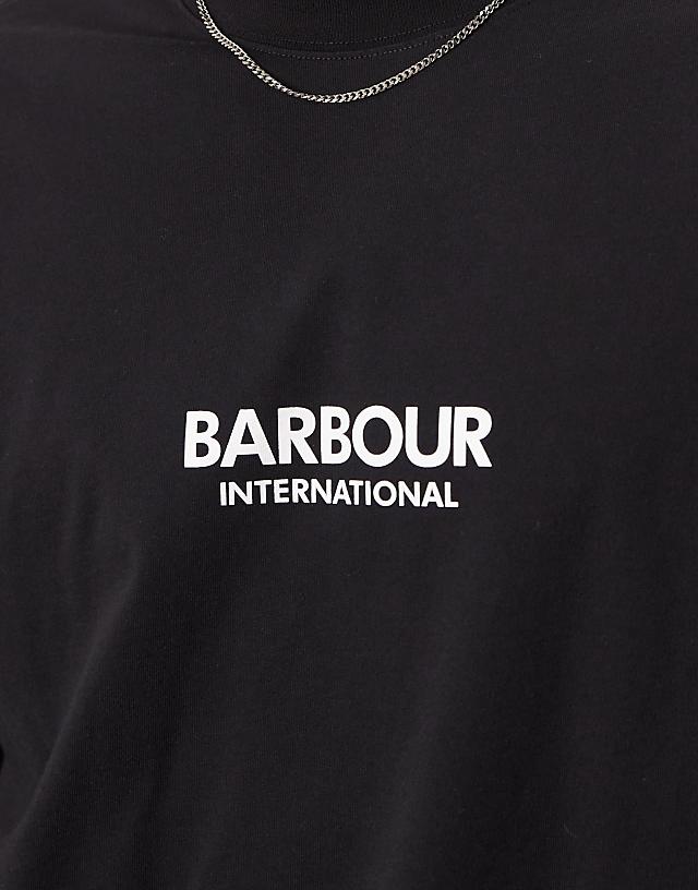 Barbour International Long Sleeve Mapped Print Os T-shirt In Black