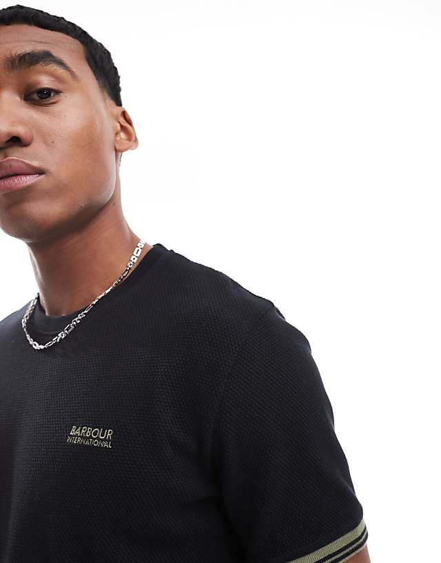 Barbour International Spencer Textured Tipped T-shirt In Black