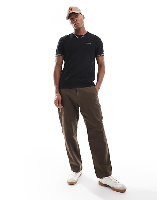 Barbour International Spencer Textured Tipped T-shirt In Black