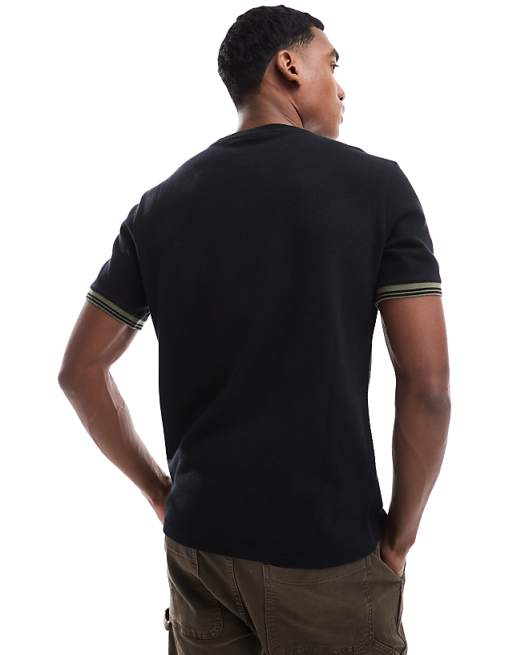 Barbour International Spencer Textured Tipped T-shirt In Black
