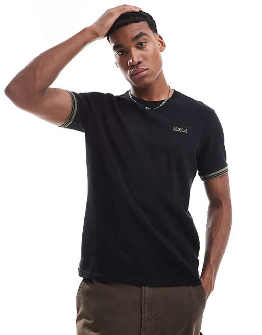 Barbour International Spencer Textured Tipped T-shirt In Black