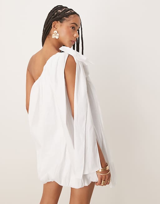 Bardot Razia One Shoulder Mini Dress In Orchid White