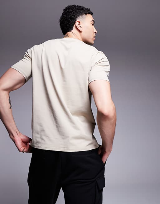 BOSS Bodywear Unique Stripe Logo T-shirt Regular Fit In Light Beige