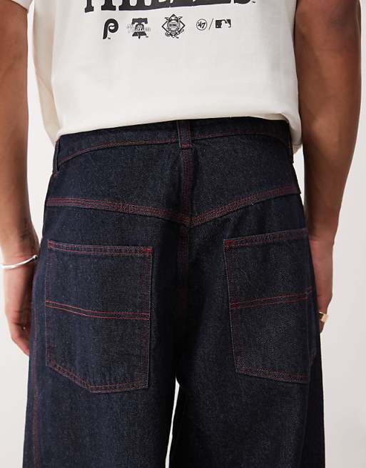 COLLUSION Baggy Jeans With Turn Up Hem In Rinse Wash