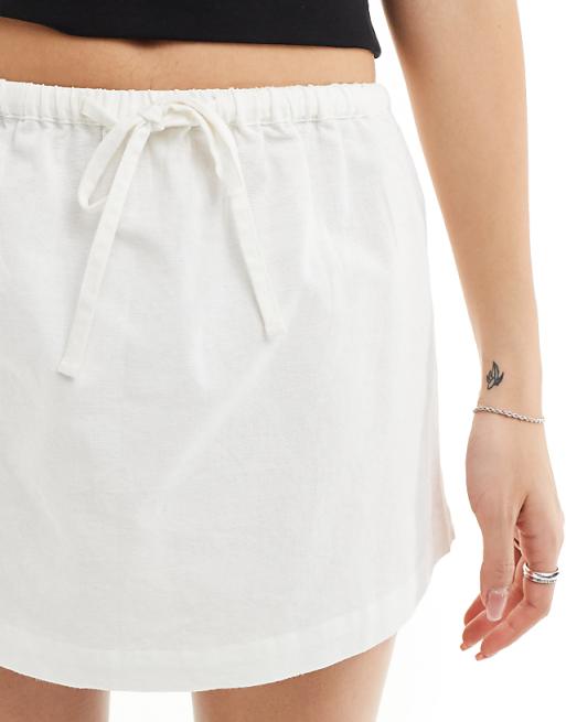 COLLUSION Beach Low Rise Woven Mini Skirt In Ecru - WHITE