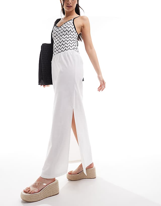 COLLUSION beach woven maxi skirt with bow in white - WHITE