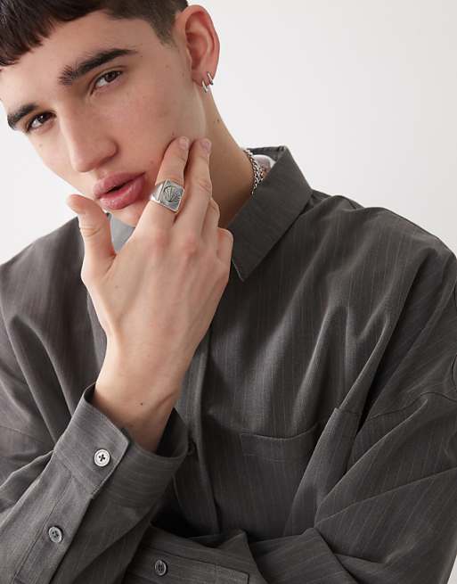 COLLUSION Oversized Tailored Shirt In Pinstripe