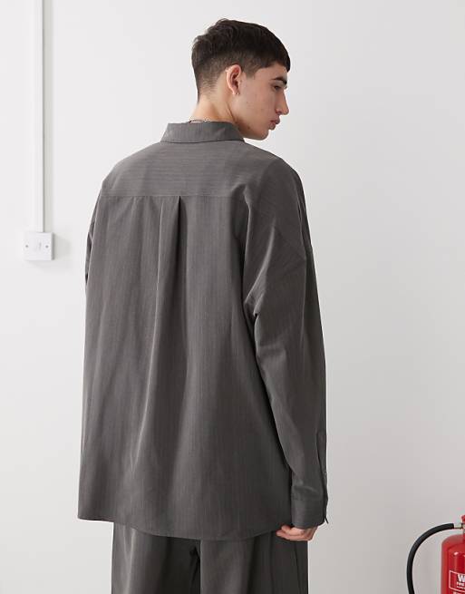 COLLUSION Oversized Tailored Shirt In Pinstripe