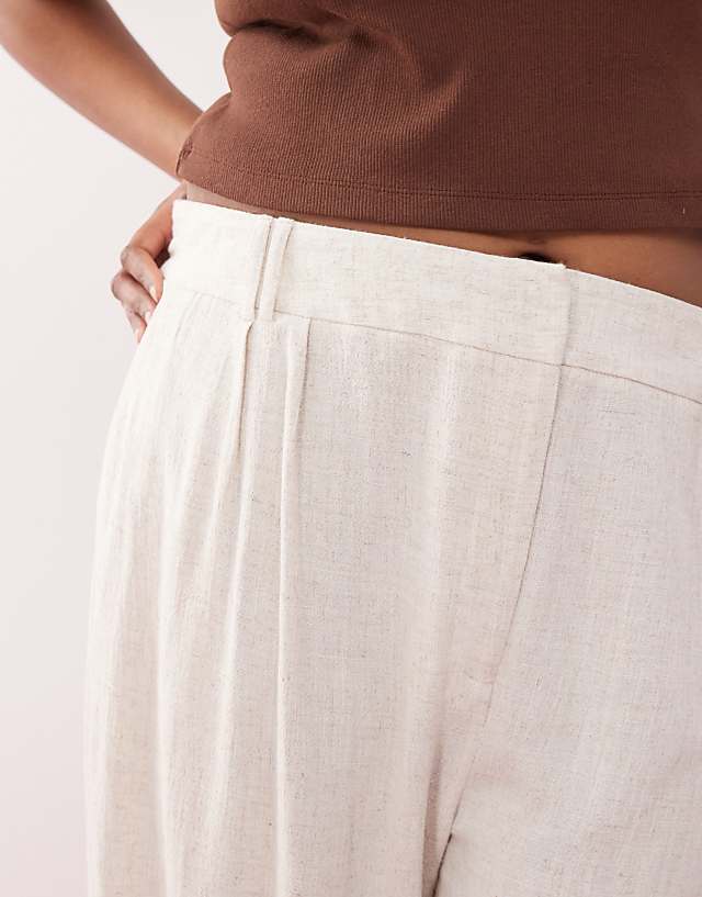 COLLUSION Plus Relaxed Woven Trouser With Linen In Stone - STONE
