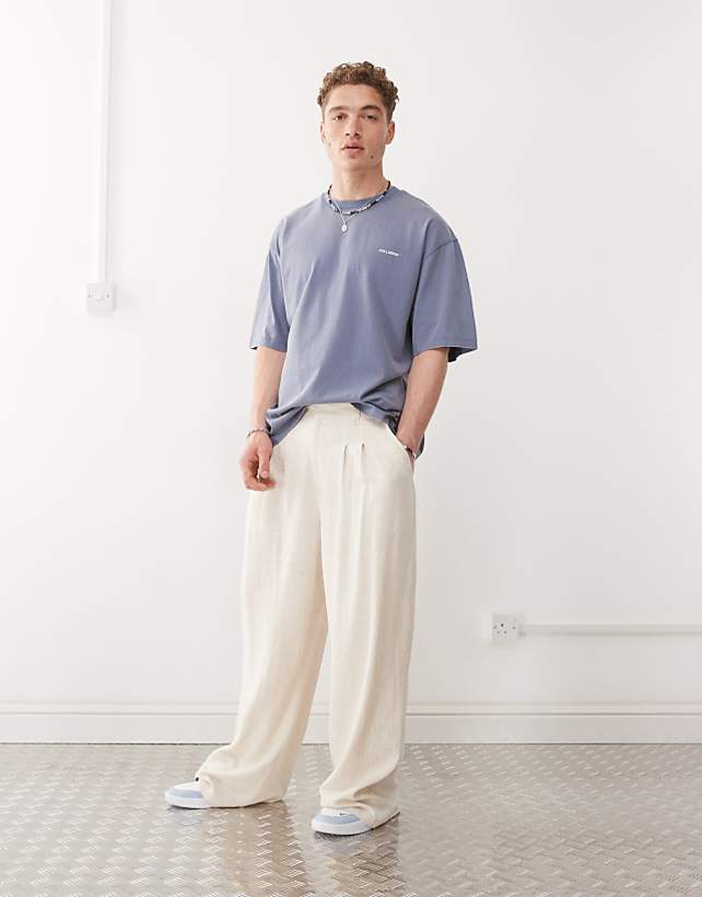 COLLUSION tailored woven trouser with linen in stone - STONE