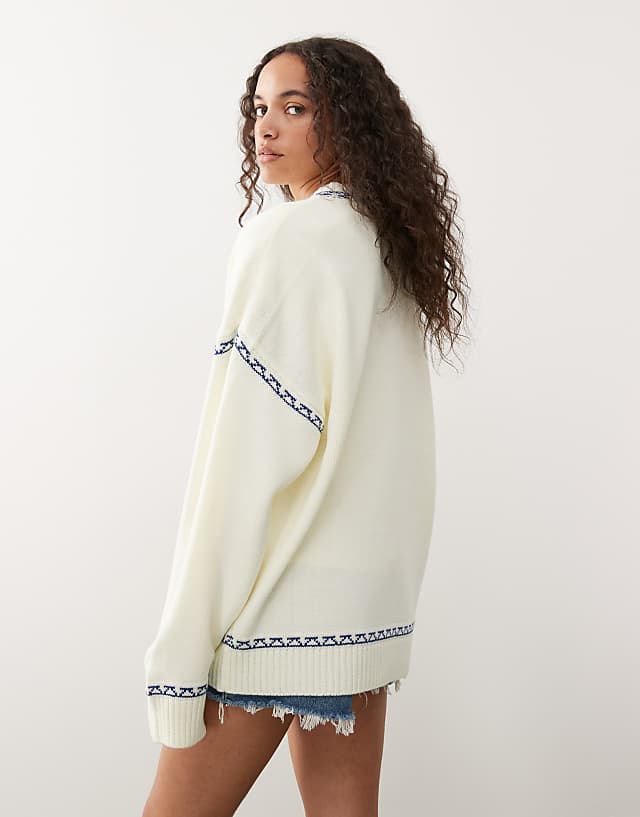 COLLUSION Unisex Dolphin Print Knitted Boxy Jumper