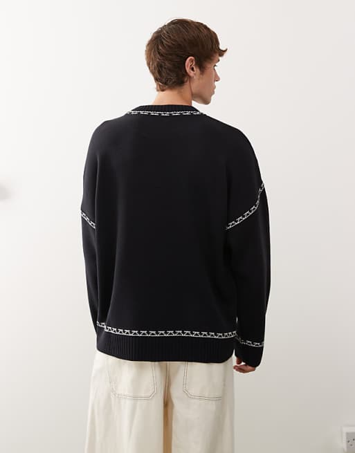 COLLUSION Unisex Jumper In Charcoal Blue With Scorpion Print