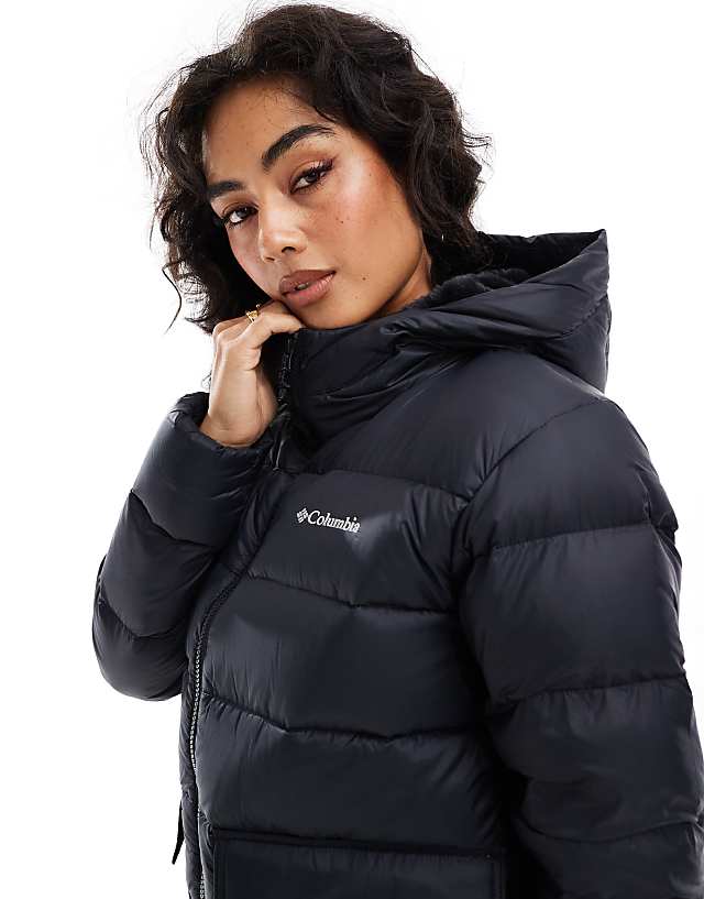 Columbia Harmony Falls Hooded Down Jacket In Black