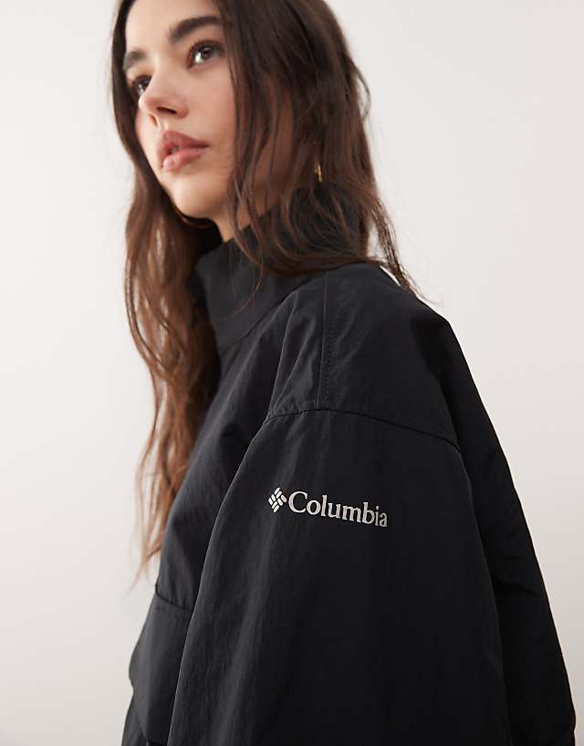 Columbia Paracutie Cropped Cargo Windbreaker In Black