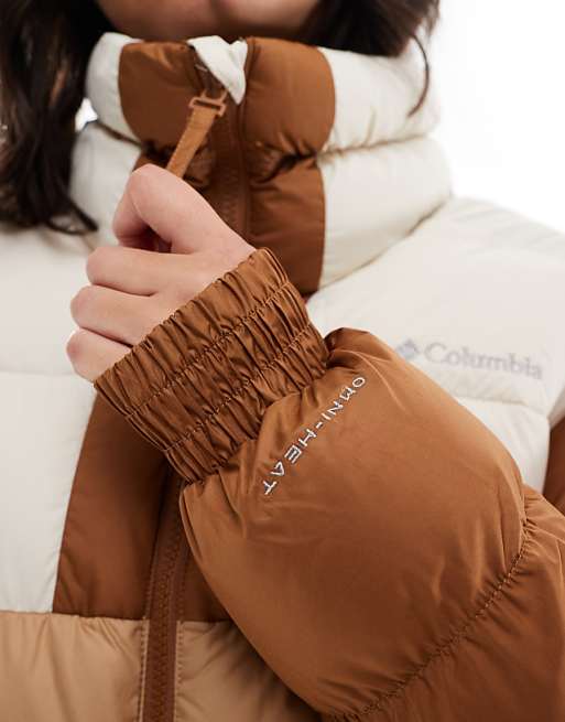 Columbia Pike Lake II Cropped Puffer Jacket In Canoe And Chalk And Camel Brown