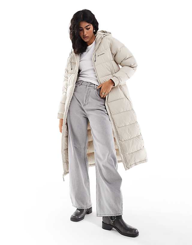 Columbia Pike Lake II long line puffer coat in dark stone