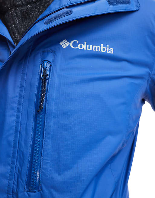 Columbia Pouring Adventure Hooded Rain Jacket In Blue