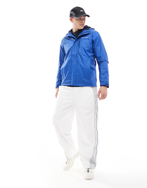 Columbia Pouring Adventure Hooded Rain Jacket In Blue