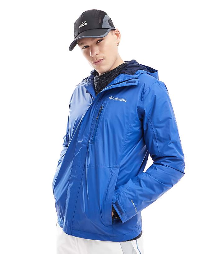 Columbia Pouring Adventure hooded rain jacket in blue